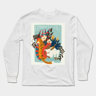 Feminine but Fierce Girl and Tiger Long Sleeve T-Shirt